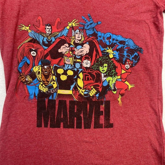 Disney Store Marvel Shirt Womens Small S Red V Neck She Hulk Dare Devil Thor - Picture 3 of 12